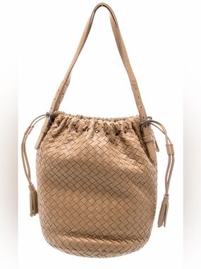 Bottega Veneta Intrecciato Cesta drawstring bucket leather bag Italy beige